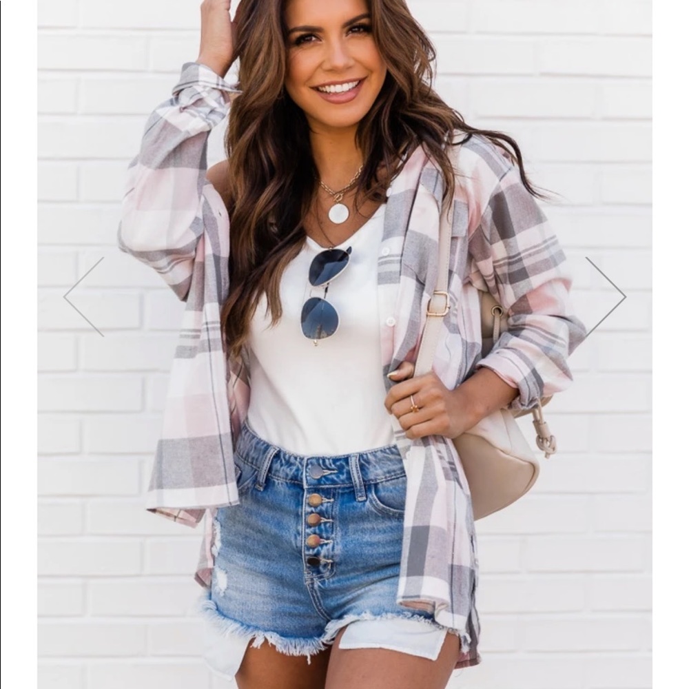 Adoring You Pink Plaid Blouse